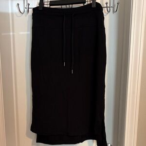 Athleta Black Midi Skirt with Drawstring Waist